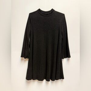Old Navy Black Ribbed Knit Swing Dress With Mock Neck